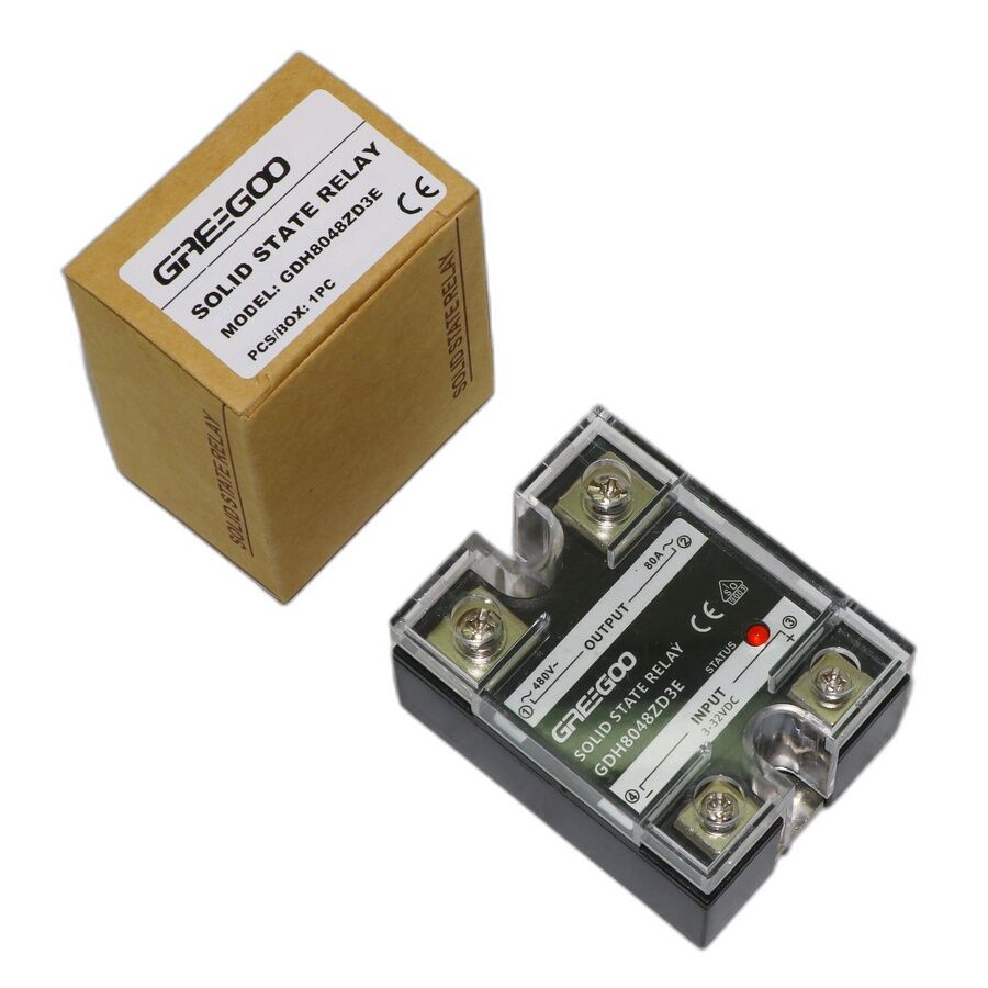 Greegoo 80A 480 VAC Sıfır Geçişli Katı Hal Rölesi (SSR) - 4-32 VDC Kontrol