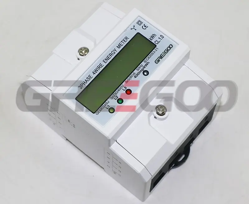 Greegoo GEM024SJ 3*5(80)A 3 Fazlı 4 Telli Modüler DIN Raylı kWh Enerji Sayacı