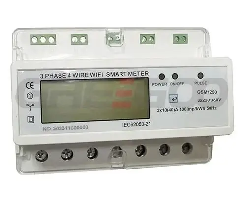 Greegoo GSM1250 3x10(40)A 3 Fazlı 4 Kablolu WiFi Akıllı Enerji Sayacı