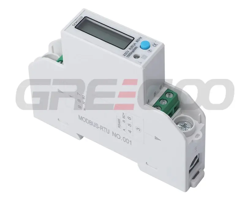 Greegoo GEM015SD 20A 1 Modül DIN Raylı Modbus-RTU Enerji Sayacı